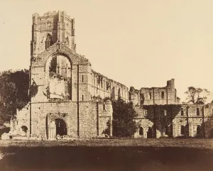 Cistercian Prints: Fountains Abbey. General Western Front, 1850s. Creator: Joseph Cundall