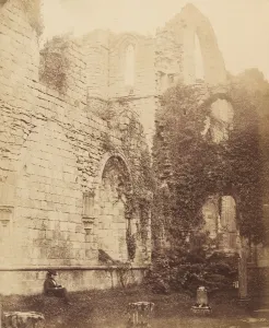 Cistercian Prints: Fountains Abbey. Interior of Chapter House, 1850s. Creator: Joseph Cundall