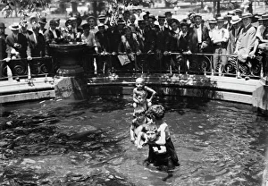 Cooling Off Prints: Fountains, Madison Sq. Park on hot day