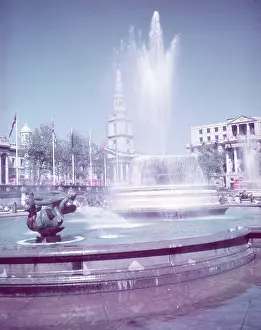 Fountain Prints: Fountains, Trafalgar Square, London, c1955. Creator: Arthur Charles Kirby Ware