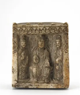 Shaka Nyorai Prints: Four-sided miniature stele, Possibly Western Wei dynasty, ca. 550. Creator: Unknown