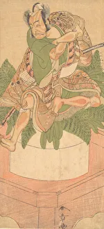 Grimacing Prints: The Fourth Ichikawa Danjuro as a Yakko (servant) seated upon a Large Cake of Mochi