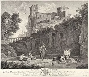 Washerwoman Collection: Fourth View of Italy, ca. 1750-1800. Creator: Pierre Jacques Duret