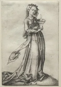 Martin Schongauer German Prints: The Fourth Wise Virgin. Creator: Martin Schongauer (German, c. 1450-1491)
