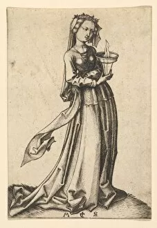 Schongauer Collection: The Fourth Wise Virgin, from the series The Wise and Foolish Virgins, ca. 1435-1491