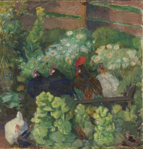 Fowls in Autumn Sun, 1906. Creator: Bernhard Folkestad