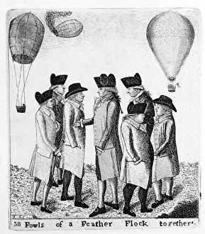 Fowls of a Feather Flock together'; a group of aeronauts, c1785 Fowls of a Feather Flock together'; a group of aeronauts, c1785
