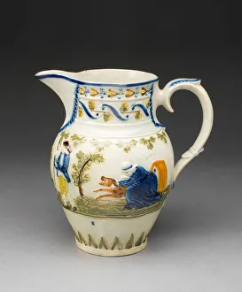 Nursery Rhyme Prints: The Fox and the Grey Goose Nursery Rhyme Jug, Staffordshire, c. 1800