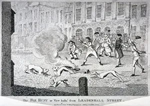 Charles Fox Prints: The fox hunt or view holla! from Leadenhall Street, 1784