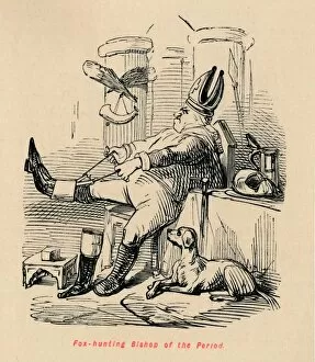 The Comic History Of England Gallery: Fox hunting Bishop of the Period, c1860, (c1860). Artist: John Leech