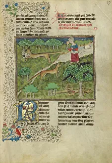 Febus Gaston Prints: Foxes and their Ruses; Livre de la Chasse, about 1430-1440. Creator: Unknown