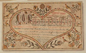 Sterling Ella Josephine Prints: Fractur: Christening Certificate, c. 1936. Creator: Ella Josephine Sterling