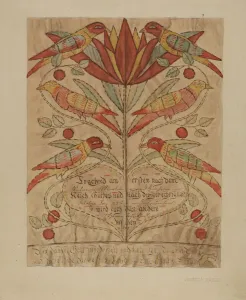 Fractur Drawing (Birth Certificate), c. 1936. Creator: Jessica Price