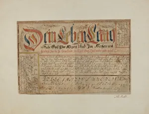 Fraktur Prints: Fractur (Illuminated Writing), c. 1937. Creator: John Koehl