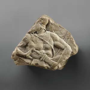 Bas Relief Prints: Fragment of an Archaistic Relief with a Warrior, late 1st century B.C. Creator: Unknown