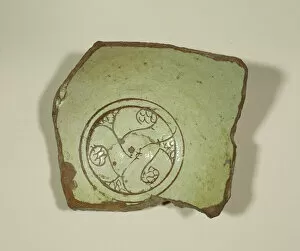 Glazed Pottery Gallery: Fragment from the Base of a Bowl, 12th-13th century. Creator: Unknown