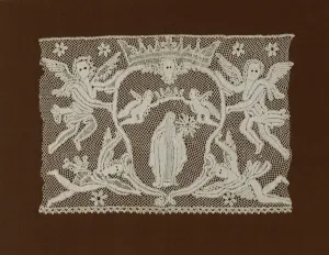 Flounce Prints: Fragment (Flounce depicting Mary, Queen of Heaven), Italy, 1725 / 75. Creator: Unknown