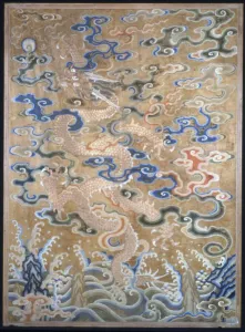 Laid Work And Couching Prints: Fragment (For a Curtain), China, Qing dynasty (1644-1911), 1675 / 1725. Creator: Unknown