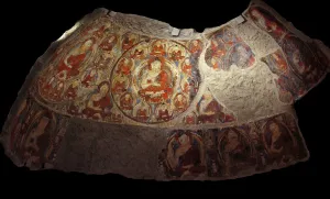Buddhist Tantras Collection: Fragment of the Fresco with Buddhas in the cupola of a grotto. From Kakrak (Bamiyan), 7th-8th centur
