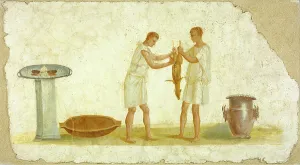 Carcass Prints: Fragment of a Fresco Panel with a Meal Preparation, A.D. 1-79. Creator: Unknown