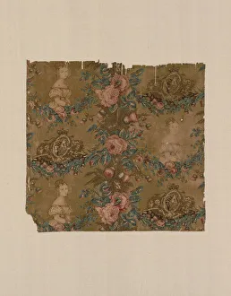 Engraved Roller Printed Prints: Fragment (Furnishing Fabric), England, 1837 / 38. Creator: Unknown