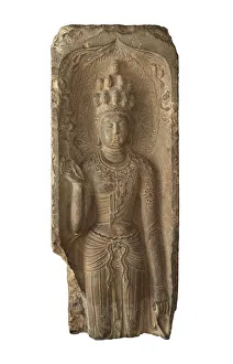 Buddhist Prints: Fragment of Guanyin of Eleven Heads, Tang dynasty, 703. Creator: Unknown