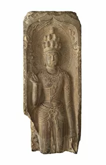 Republic Of China Gallery: Fragment of Guanyin of Eleven Heads, Tang dynasty, 703. Creator: Unknown