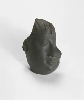 30th Dynasty Prints: Fragment of a Head from a Statue of a King, Egypt, Late Period, Dynasty 30 (380-343 BCE)