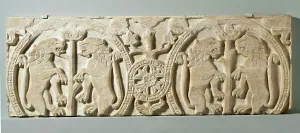 Portion Prints: Fragment with Lions Rampant from a Choir Screen or Ambo, c.1100. Creator: Unknown