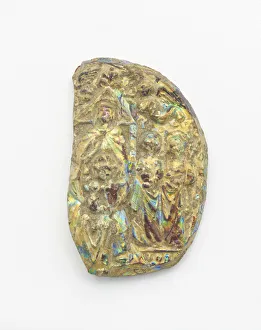 Paste Prints: Fragment of medallion of purple glass paste, ca. 1300. Creator: Unknown
