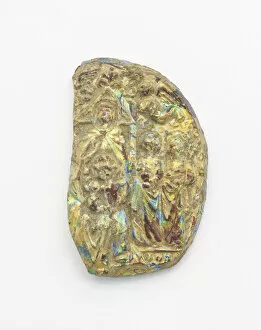 Fragment of medallion of purple glass paste, ca. 1300. Creator: Unknown