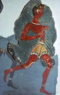 Officer Collection: Fragment of a Minoan fresco known as the Captain of the Blacks, 15th century BC