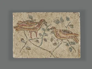 Perched Prints: Fragment of a Mosaic with Birds, 3rd or 4th century A.D. Creator: Unknown