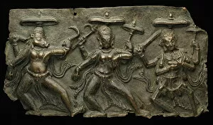 10th Century Gallery: Fragment of Mother Goddesses (Matrika) Panel with Varahi, Kaumari, and Chamunda