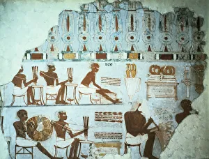 18th Dynasty Prints: Fragment of painted plaster from the tomb of Sebekhotep