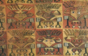 Headdresses Prints: Fragment, Peru, A. D. 1000 / 1532. Creator: Unknown