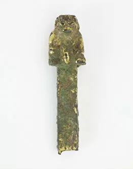 Bronze With Gilding Collection: Fragment, possibly a pin, Period of Division, 220-589. Creator: Unknown