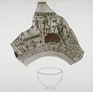 Walbrook Prints: Fragment of Roman pottery found in Walbrook, City of London, 1820
