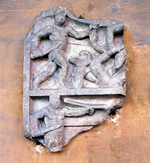 Gladiator Prints: Fragment of a Roman relief showing gladiators fighting
