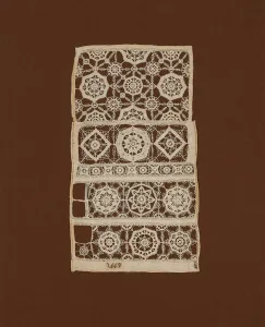 Needle Lace Prints: Fragment of a Sampler, England, 1669. Creator: Unknown