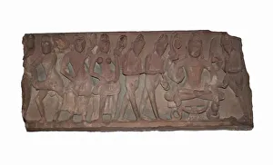 Red Sandstone Prints: Fragment of a Temple Doorway Lintel, Chandella period, c. 11th century. Creator: Unknown