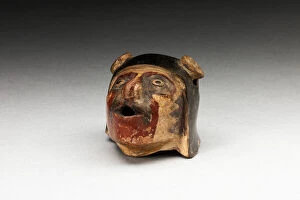 Looking Up Collection: Fragment of a Vessel or Sculpture Depicting a Human Head, A.D. 600 / 1000. Creator: Unknown