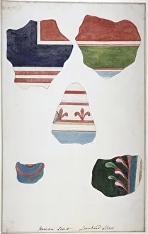 Fragments of Roman stucco, found in Lombard Street, City of London, in 1785