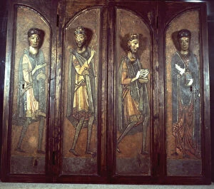 National Museum Of Art Of Catalonia Gallery: Frame of a polyptych with the three magi and the Virgin, probably a Catalan work