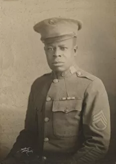 Black Lives Matter Collection: Framed photograph of unidentified WWI soldier, 1917-1918. Creator: Unknown
