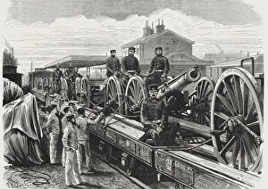 Rail Gallery: France-Prussian War, the evacuation of Paris, exit of a convoy of the German artillery