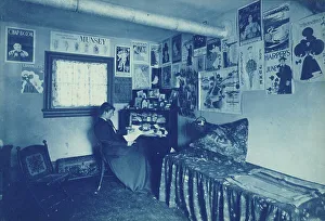 Cyanotypes 1890 1900 Gmgpc Prints: Frances Benjamin Johnston seated at a desk in her studio/office
