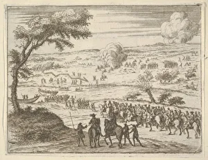 Bartolomeo Prints: Francesco I d Este Freely Crosses the Po and Takes Up his Sword Against Troops in