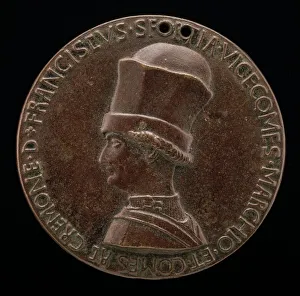 Pisanello Prints: Francesco I Sforza, 1401-1466, 4th Duke of Milan 1450 [obverse], c. 1441