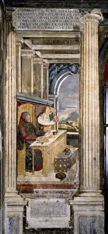 Fresco Prints: Francesco Petrarca in his study. Artist: Anonymous